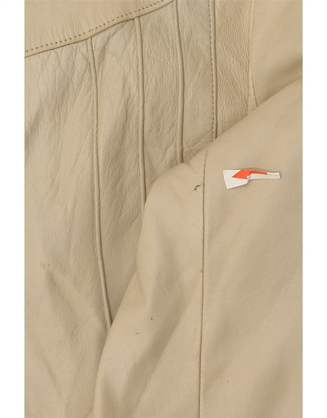 Jaqueta de couro feminina vintage UK 10 pequena bege