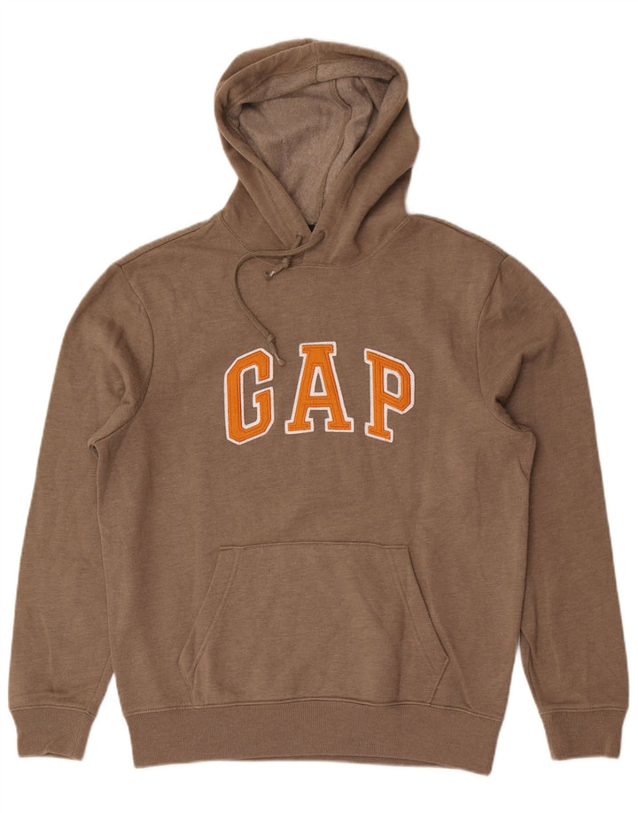 Suéter masculino com capuz gráfico Gap algodão marrom médio