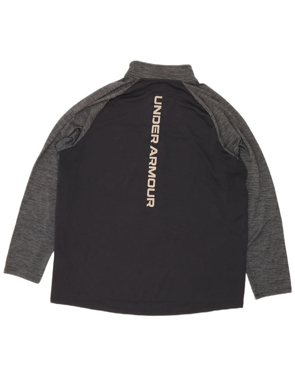 Under Armour Mens Zip Neck Top Gráfico Manga Longa Grande Esporte Preto