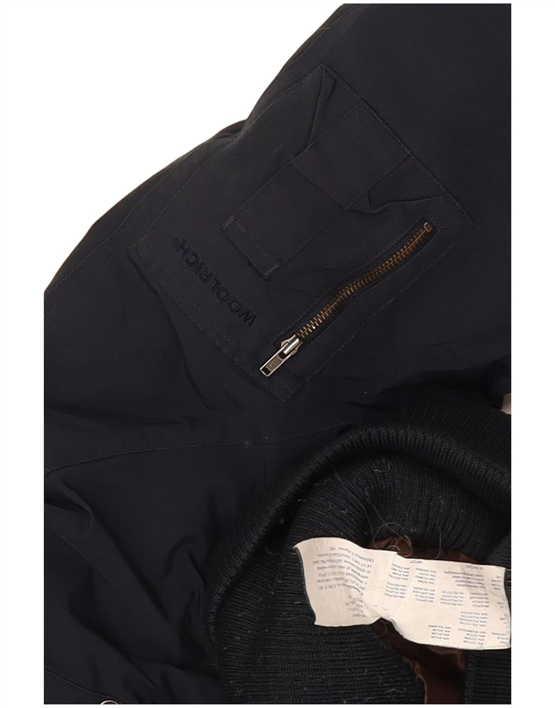 Jaqueta feminina acolchoada com capuz Woolrich Reino Unido 12 algodão azul marinho médio