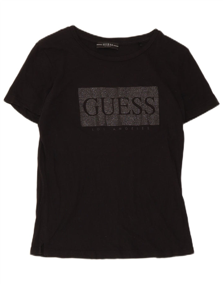 Camiseta feminina Guess com estampa gráfica UK 10 pequena preta