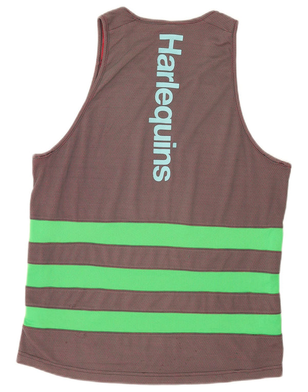 Adidas Mens Graphic Vest Top Grande Cinza Colorblock Poliéster