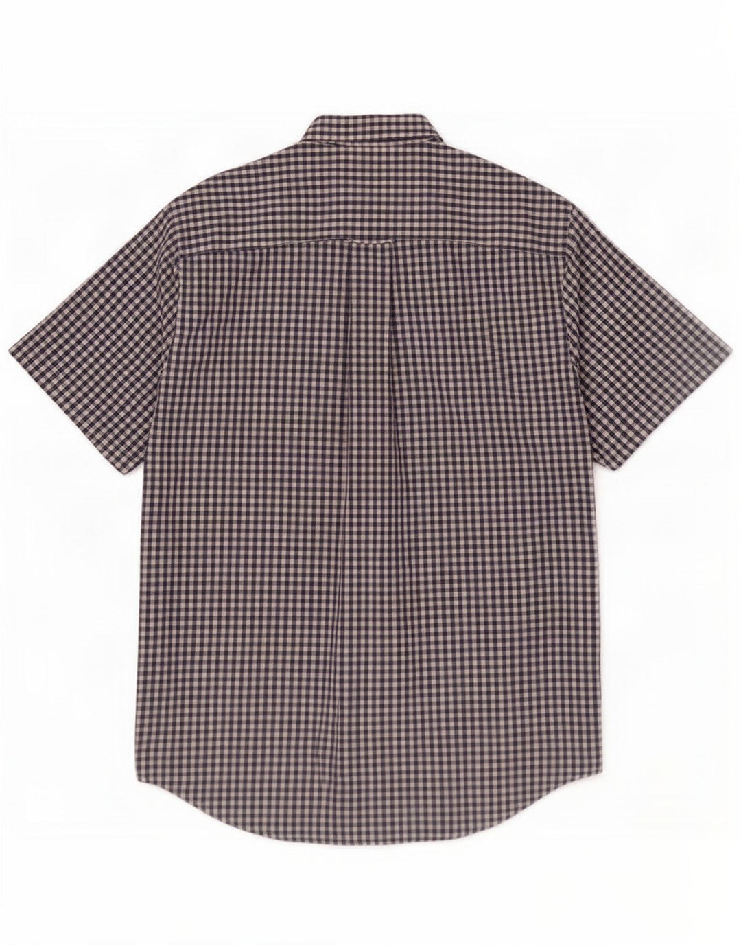 Camisa masculina de manga curta Orvis, algodão guingão azul marinho médio