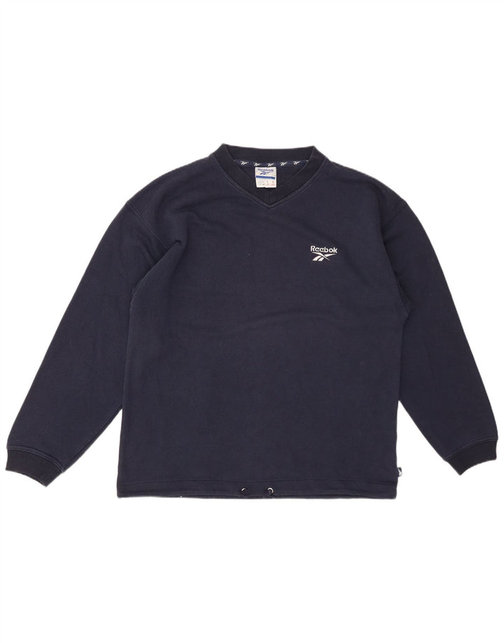 REEBOK moletom masculino jumper pequeno algodão azul marinho