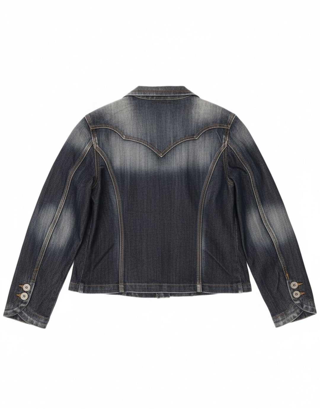 Jaqueta blazer jeans vintage feminina com 2 botões Reino Unido 14 azul marinho médio