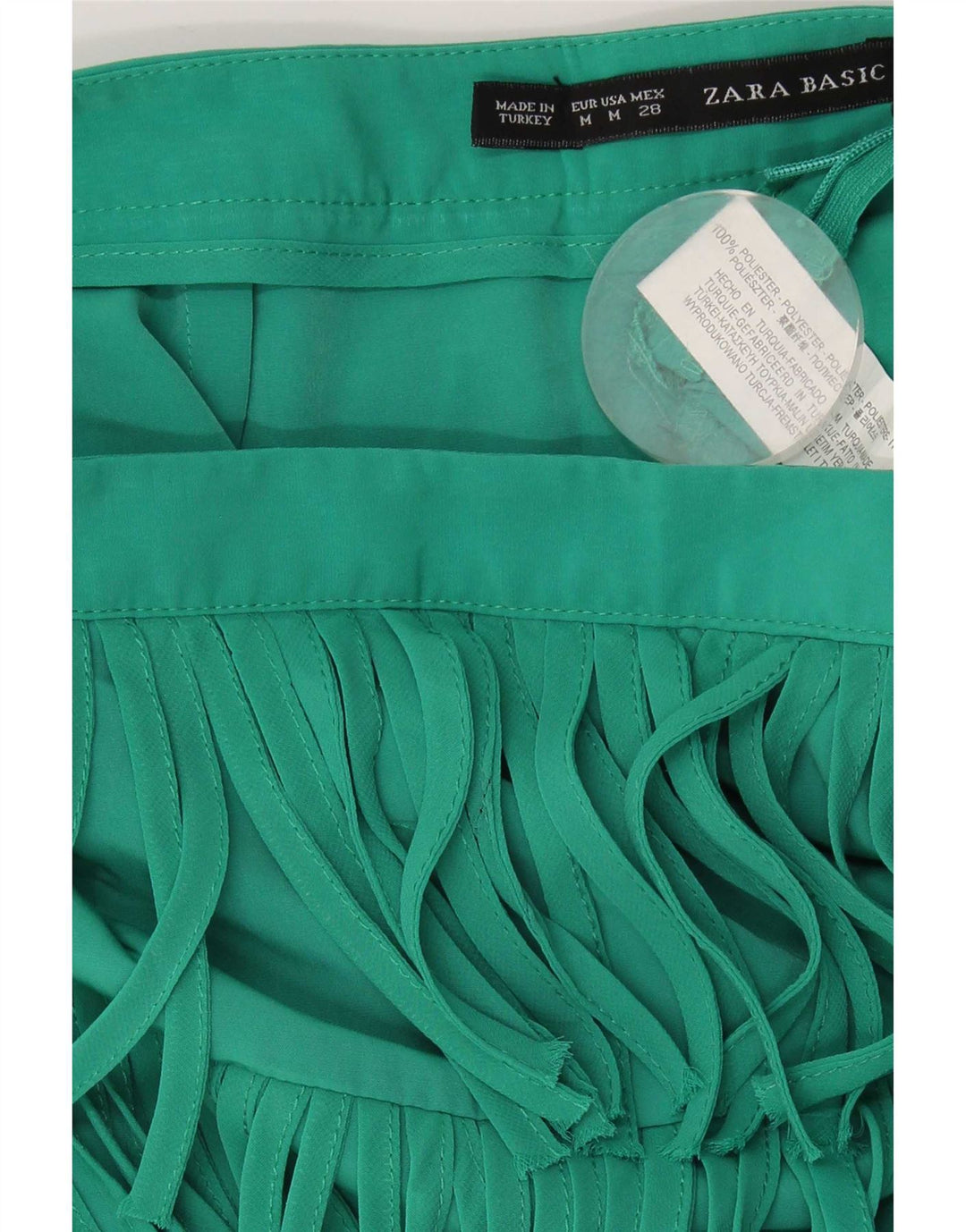 Mini saia feminina Zara médio W28 poliéster verde