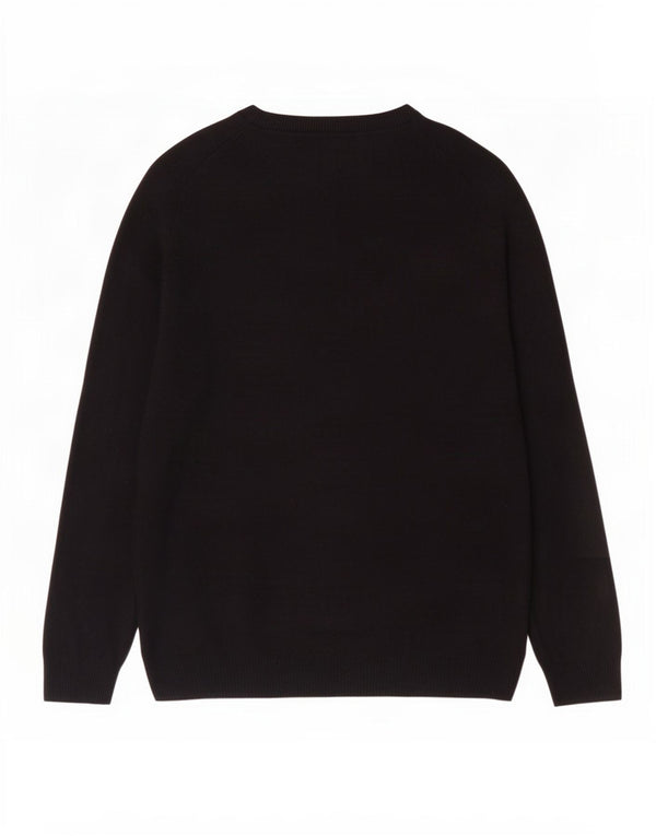 Suéter masculino Marks & Spencer com ajuste regular e gola canoa, grande lã preta