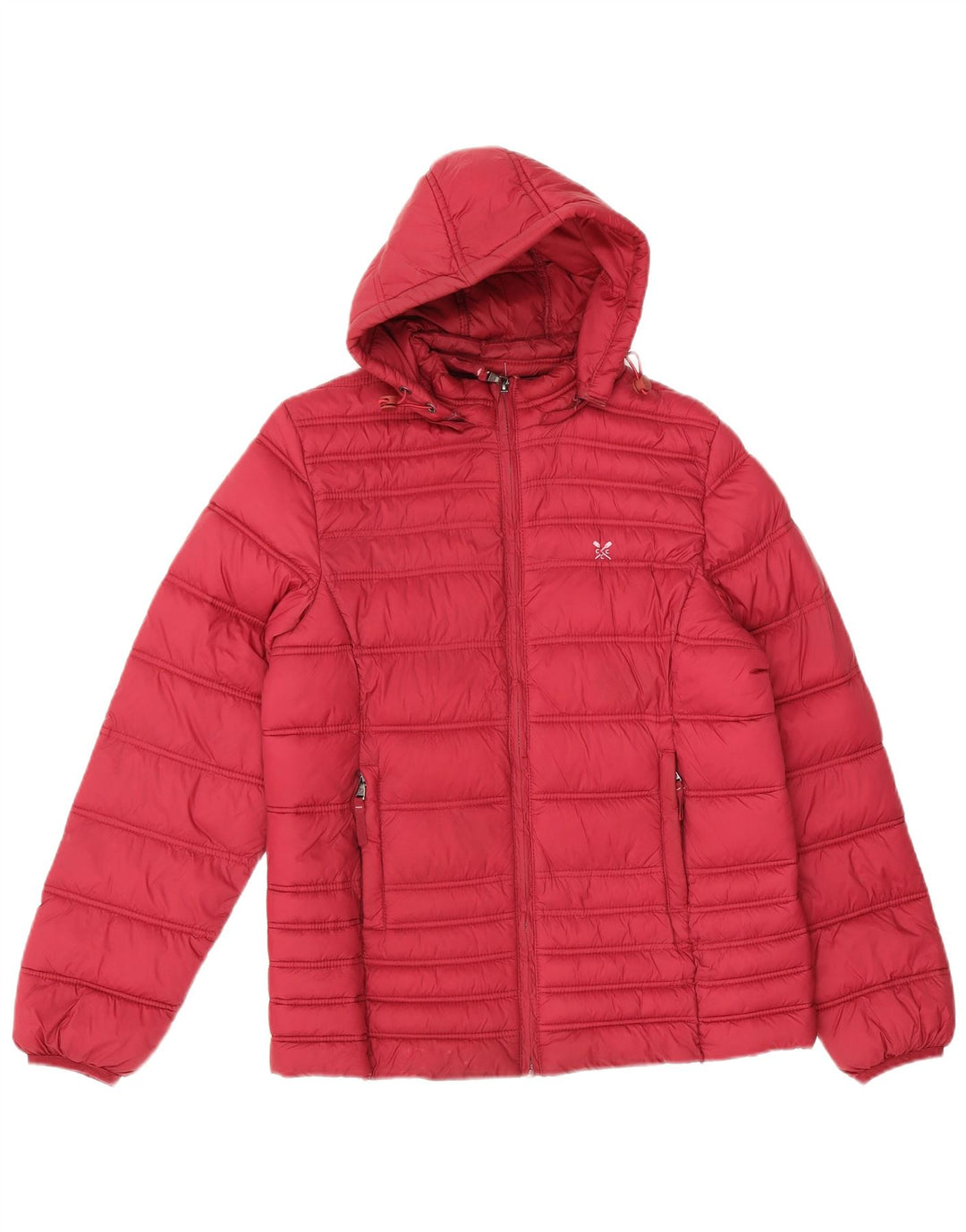 Jaqueta acolchoada com capuz feminina Crew Clothing UK 12 poliamida vermelha média