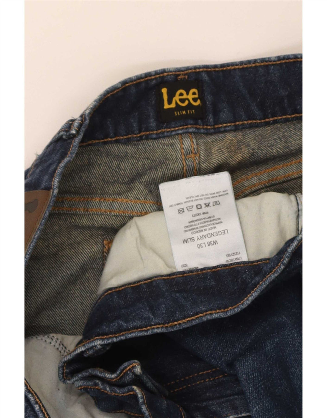 Lee Mens Legendary Slim Jeans W38 L30 Azul Marinho Algodão