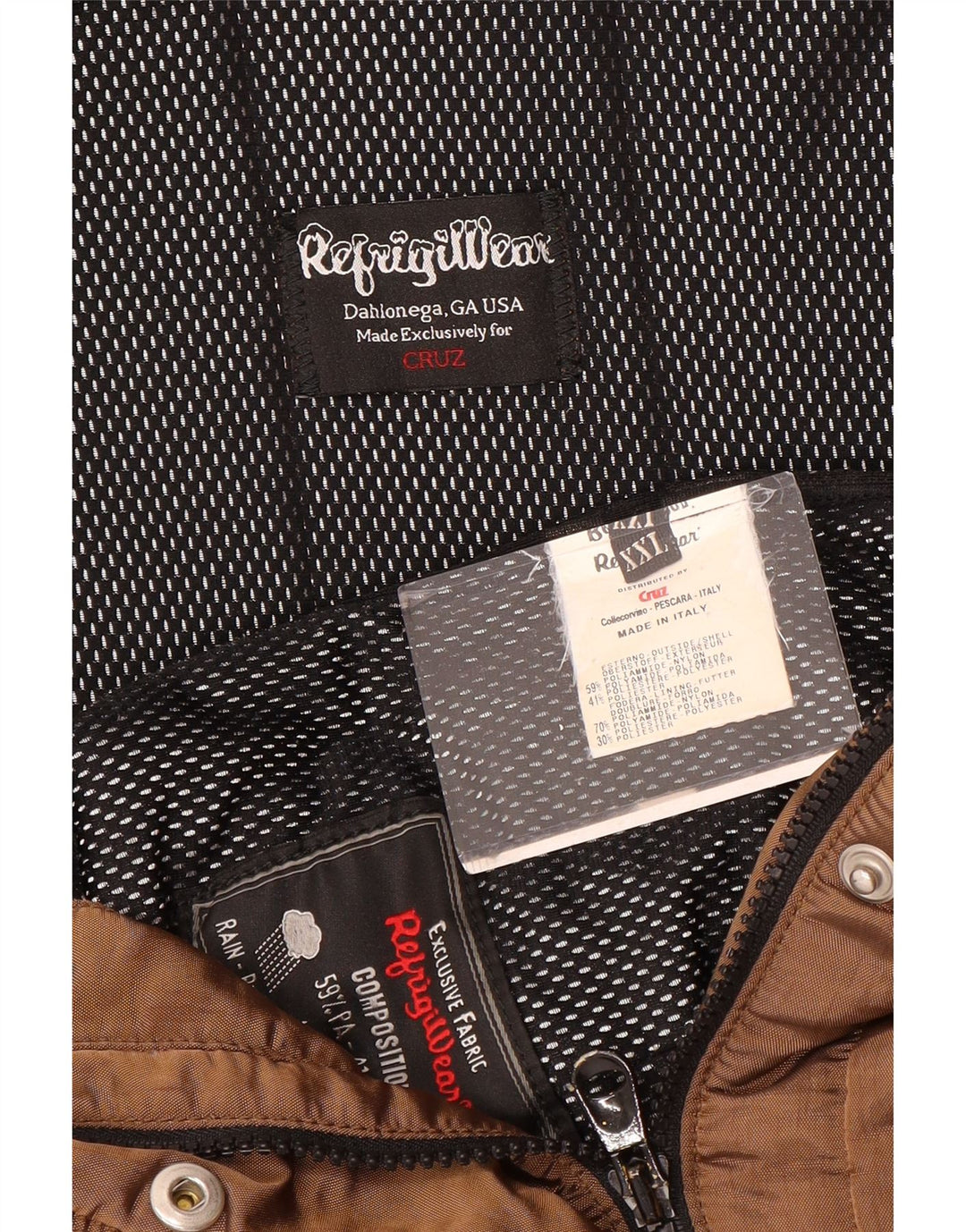 Jaqueta corta-vento feminina Refrigiwear Cruz com capuz UK 20 2XL marrom poliamida