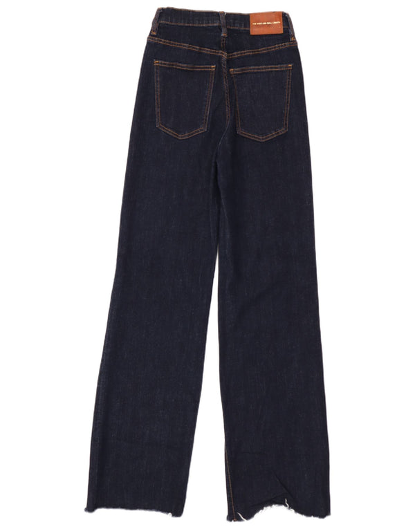 Calça jeans feminina Zara com perna larga EU 34 2XS W24 L34 azul marinho algodão