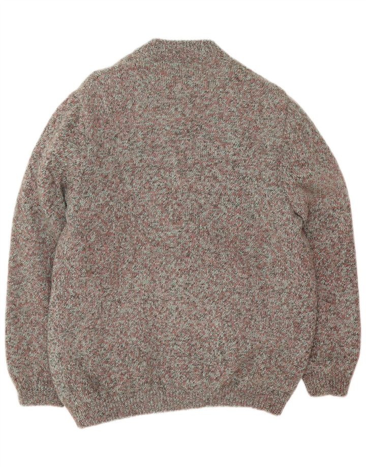 Suéter cardigã masculino vintage grande manchado multicolorido