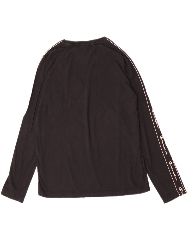 Campeão feminino gráfico top manga longa UK 12 médio preto