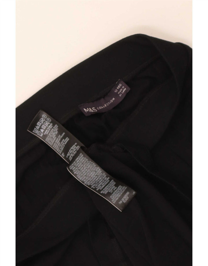 Saia feminina Midi plissada Marks & Spencer Reino Unido 12 Médio W30 Poliéster Preto