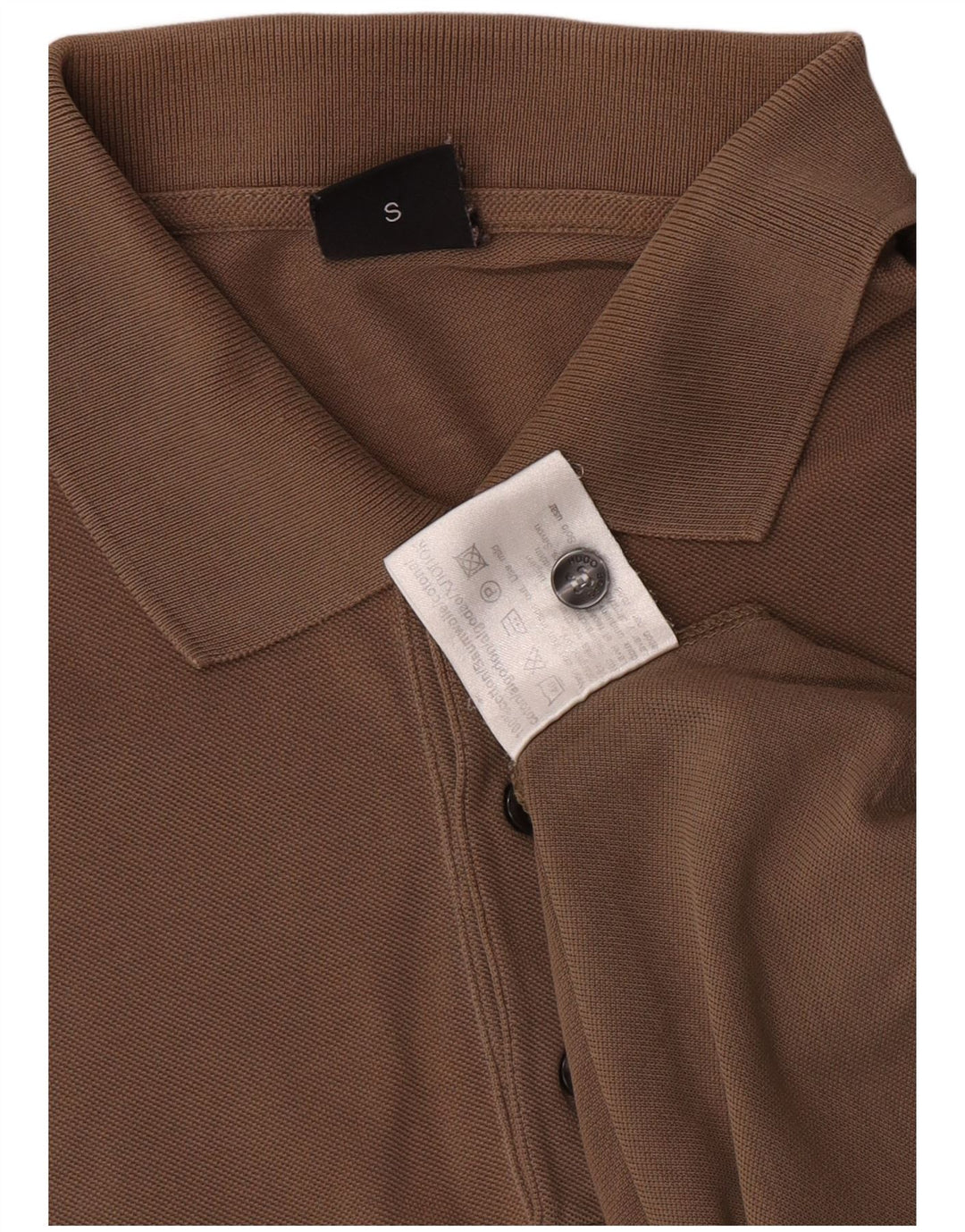 Camisa pólo masculina Hugo Boss pequena algodão marrom