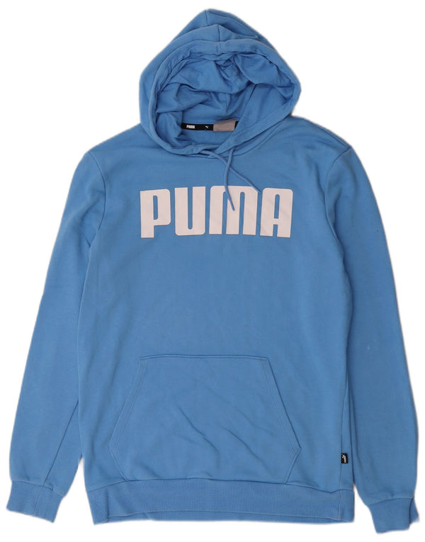 Puma masculino gráfico moletom com capuz pequeno algodão azul