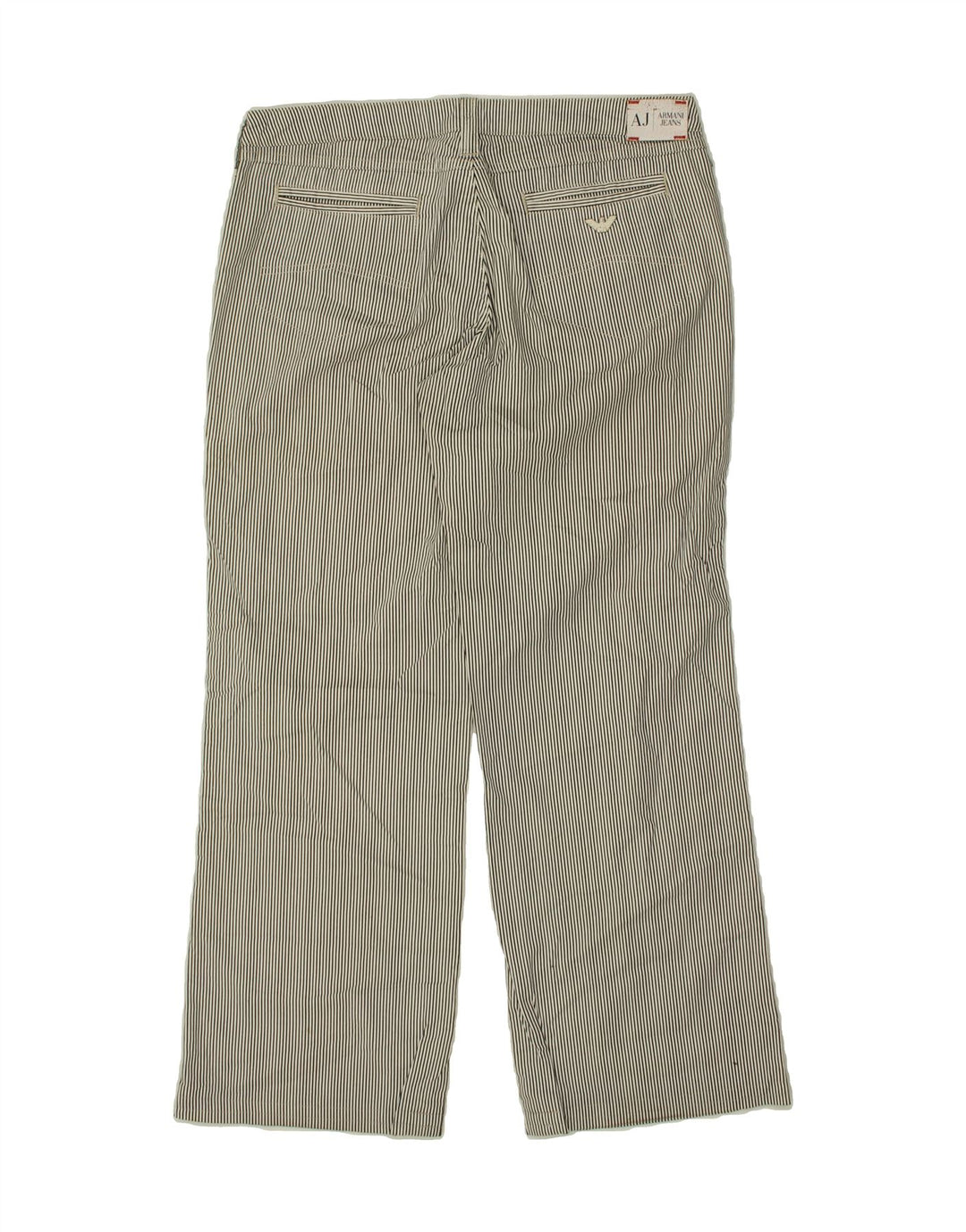 ARMANI JEANS Womens Bootcut Casual Trousers W30 L29  Grey Pinstripe Cotton Vintage Armani Jeans and Second-Hand Armani Jeans from Messina Hembry 
