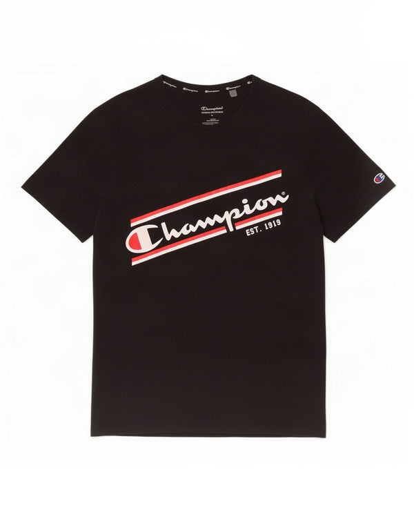 Camiseta masculina estampada Champion grande algodão preto
