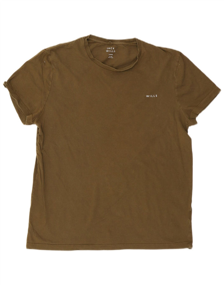 Camiseta masculina Jack Wills Top grande de algodão cáqui