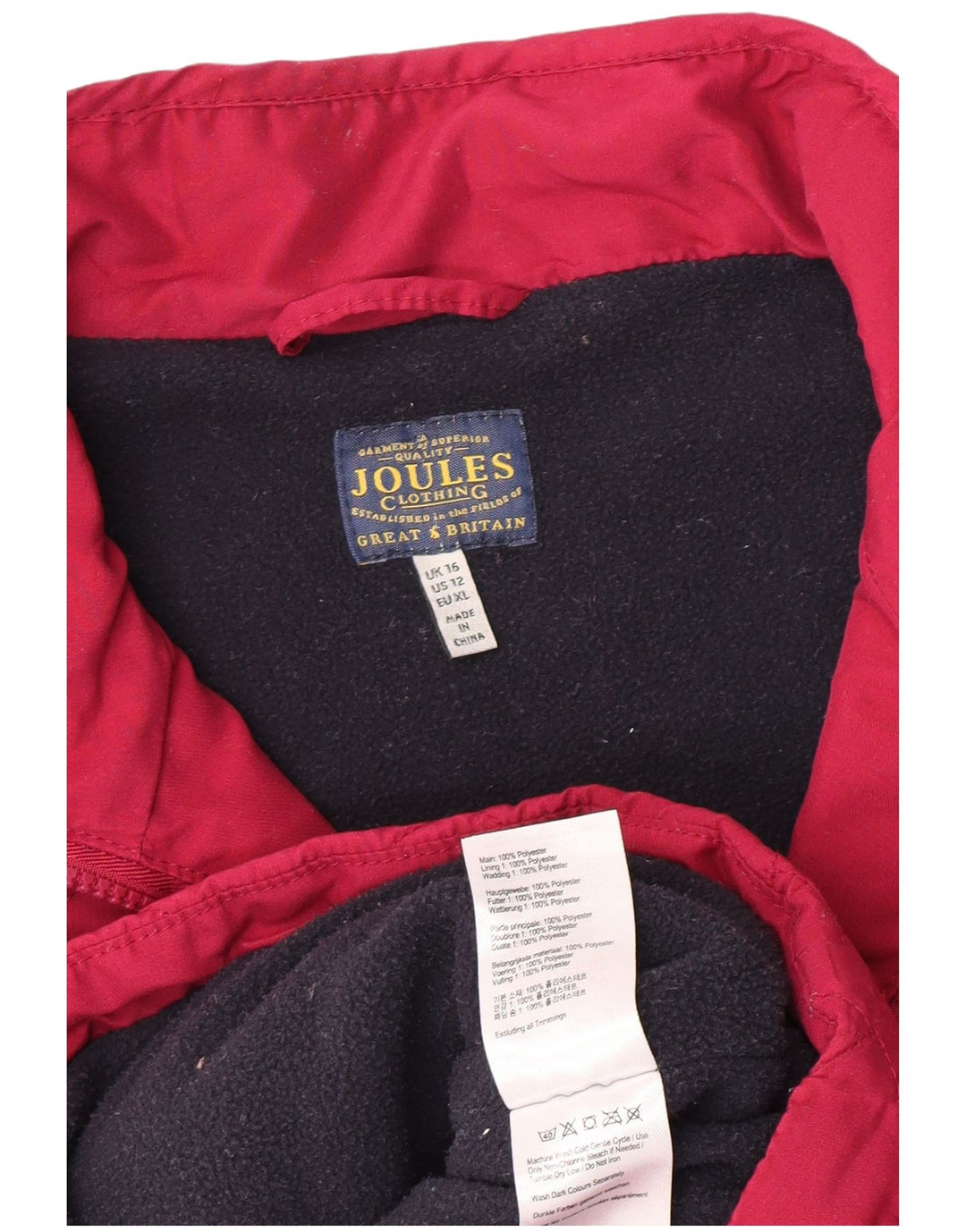 Gilet feminino acolchoado Joules UK 16 grande poliéster rosa