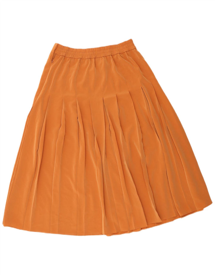 Saia plissada feminina Jacques Vert UK 16 grande W34 poliéster marrom
