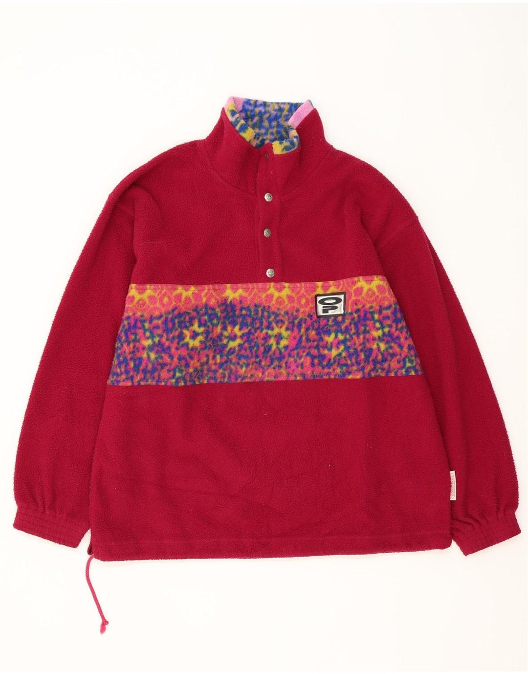 Jumper de lã com pescoço de botão masculino vintage grande poliéster geométrico rosa