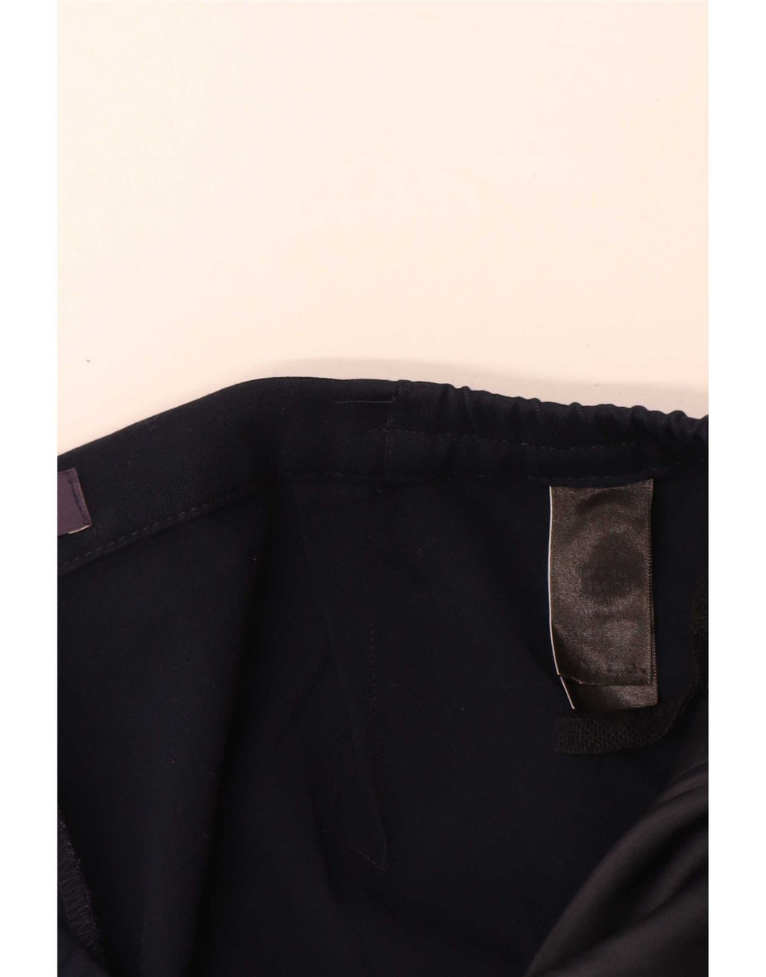 Calça feminina reta casual Marks & Spencer W32 L28 poliéster azul marinho