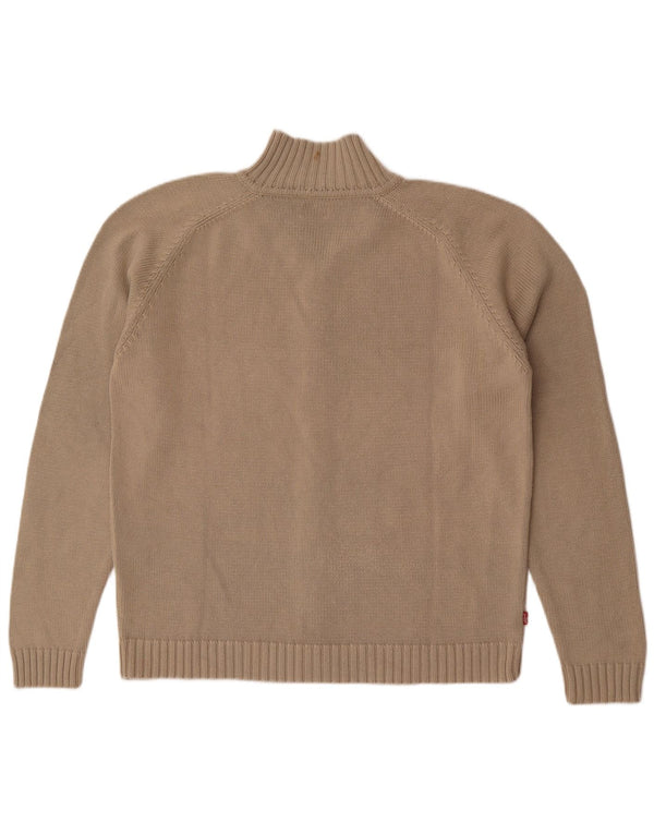 Suéter cardigã masculino com zíper completo Levi's XL algodão bege