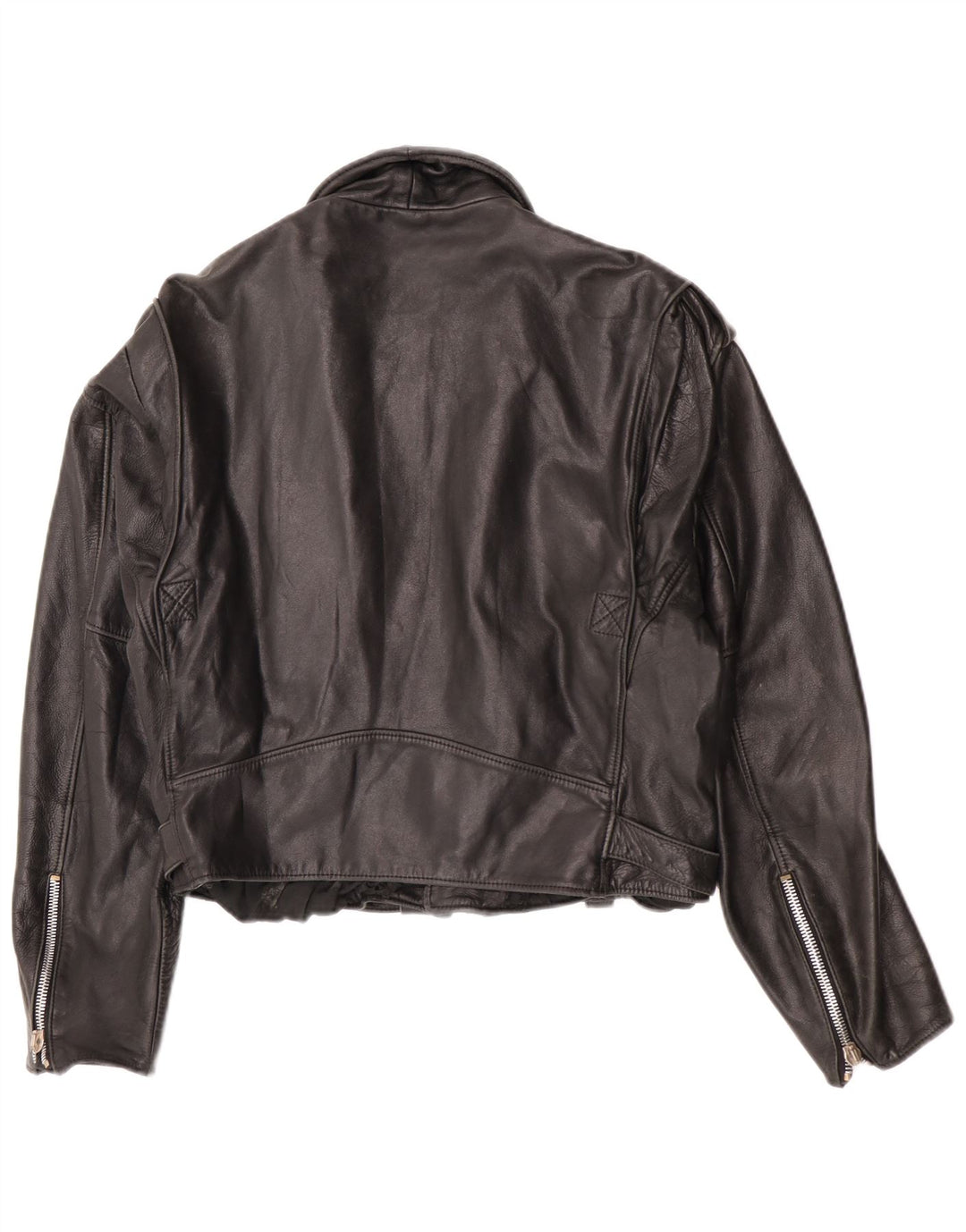 Jaqueta feminina vintage de couro para motociclista UK 12 couro preto médio