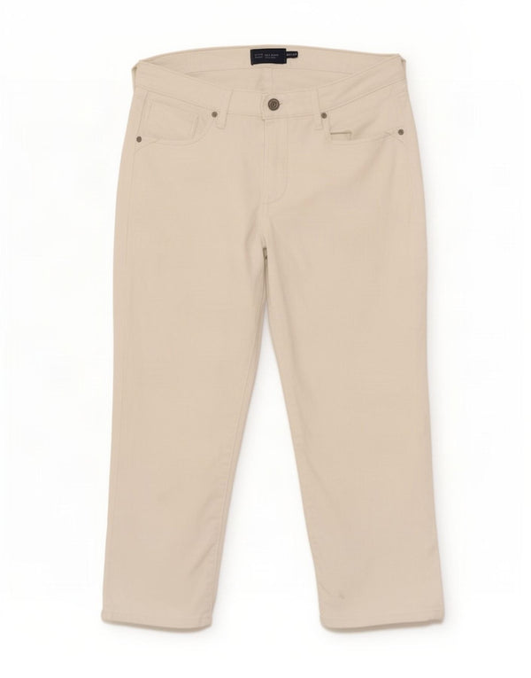 Calça jeans feminina Levi's Demi Curve Classic Fit Capri EUA 10 Grande W30 L20 Branco