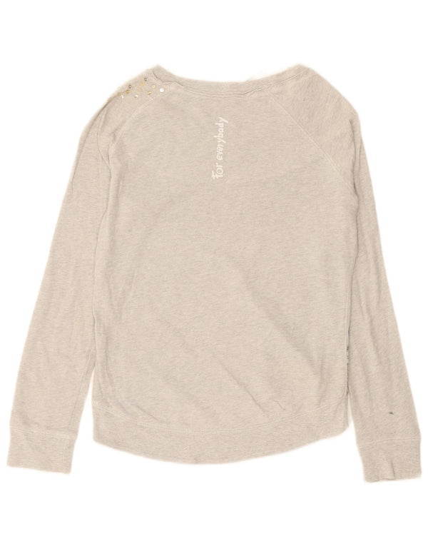 Desigual moletom gráfico feminino jumper UK 14 algodão floral cinza médio
