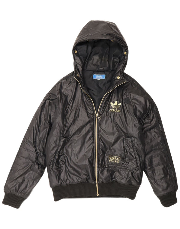 Adidas Mens Chile 62 Hooded Bomber Padded Jacket UK 36 Pequeno Preto