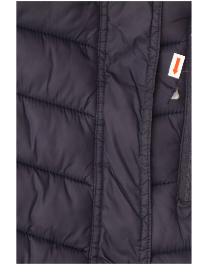 Casaco acolchoado com capuz feminino SUPERDRY UK 14 médio azul marinho nylon
