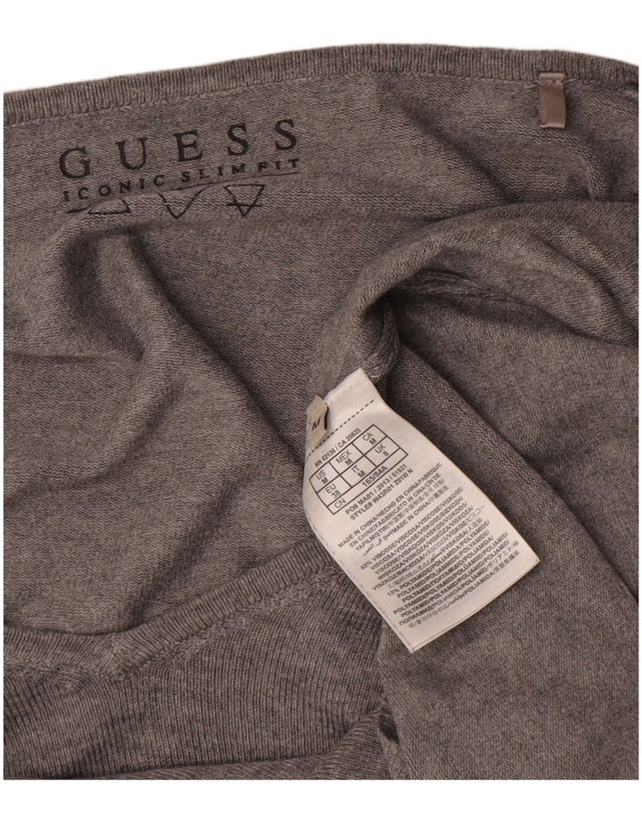 Suéter feminino Guess com decote em V grande gráfico Reino Unido 8 pequeno cinza
