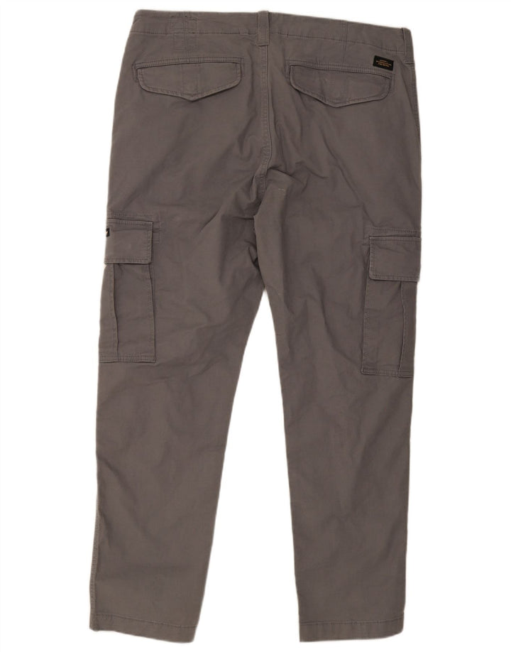 Calças Superdry Mens Slim Cargo W36 L32 Algodão Cinza