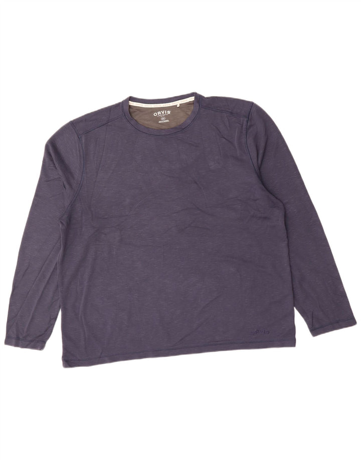ORVIS Top masculino de manga comprida 2XL rayon manchado azul marinho