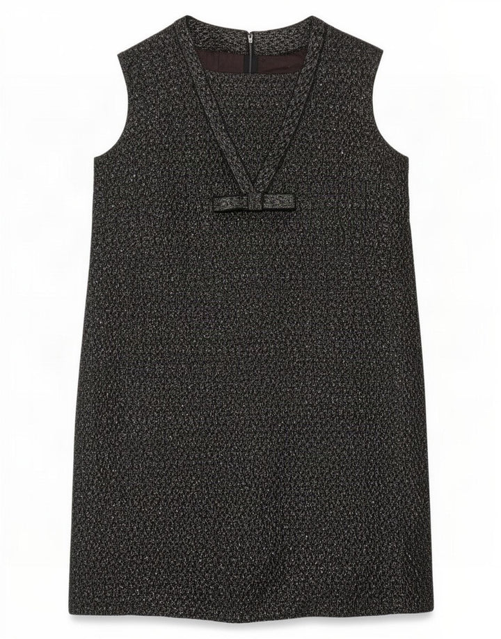Vestido feminino vintage sem mangas UK 12 médio preto