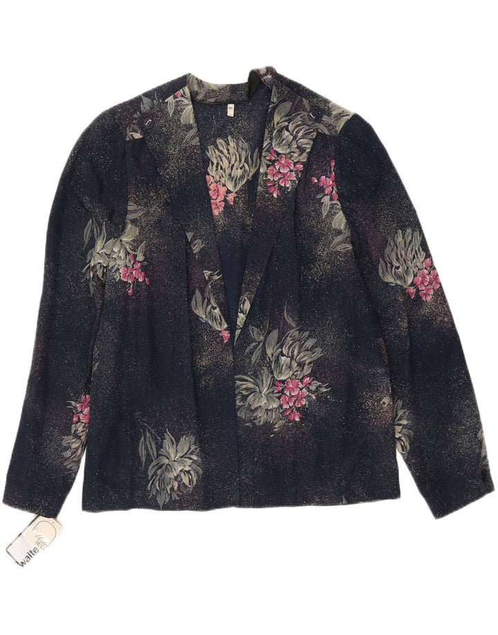 Conjunto feminino VINTAGE de 2 peças IT 50 XL azul marinho floral poliéster