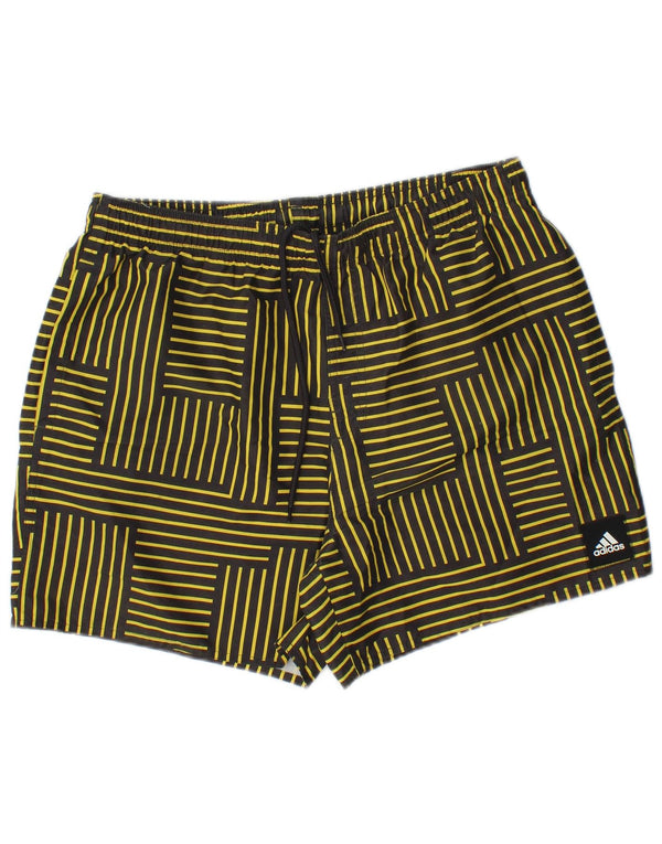Shorts de natação masculinos ADIDAS grande poliéster listrado amarelo