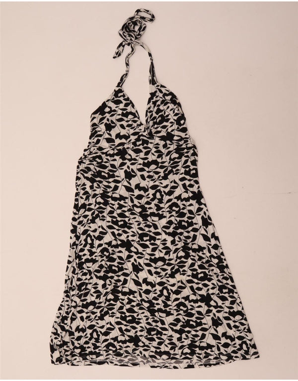Vestido feminino Zara Halter UK 14 grande preto floral