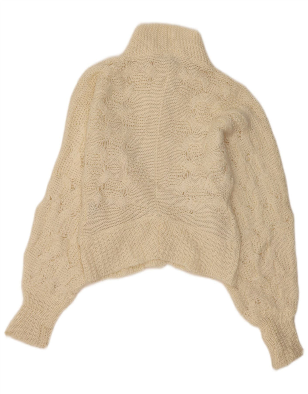 Suéter cardigã feminino MET UK 12 mohair bege médio