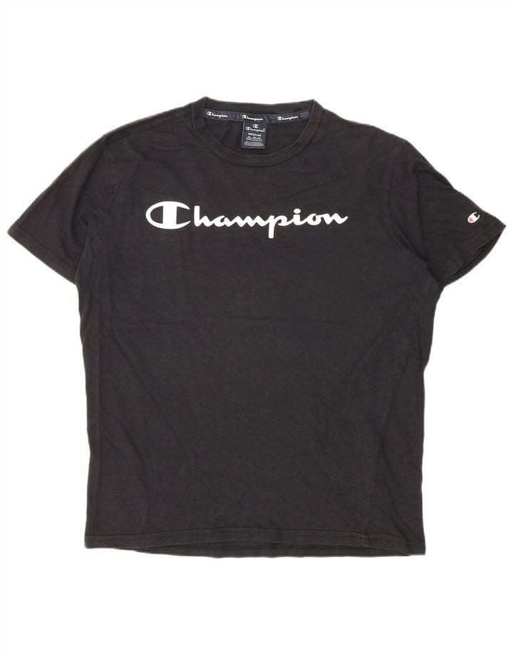 Camiseta gráfica masculina Champion de algodão preto médio