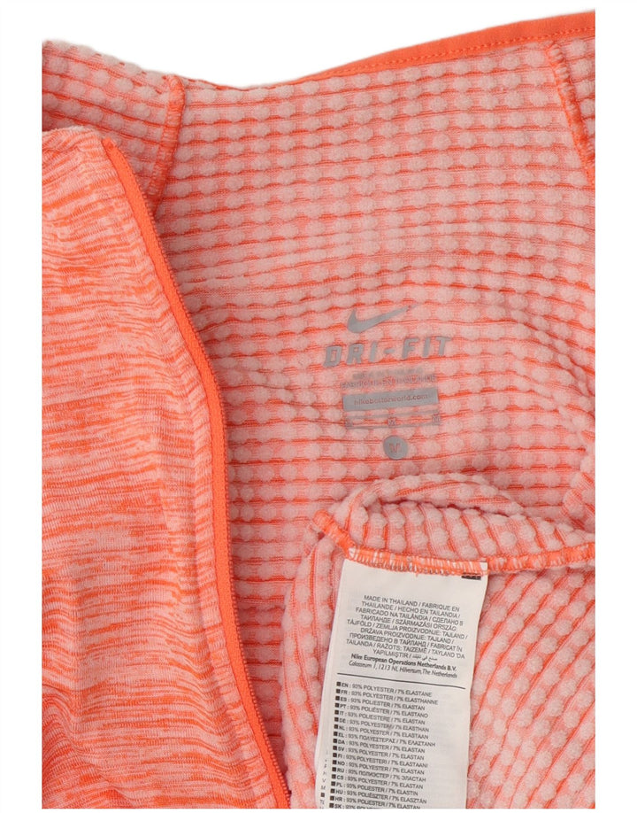 Nike Womens Dri Fit Pullover Treino Top UK 14 Medium Orange Flecked