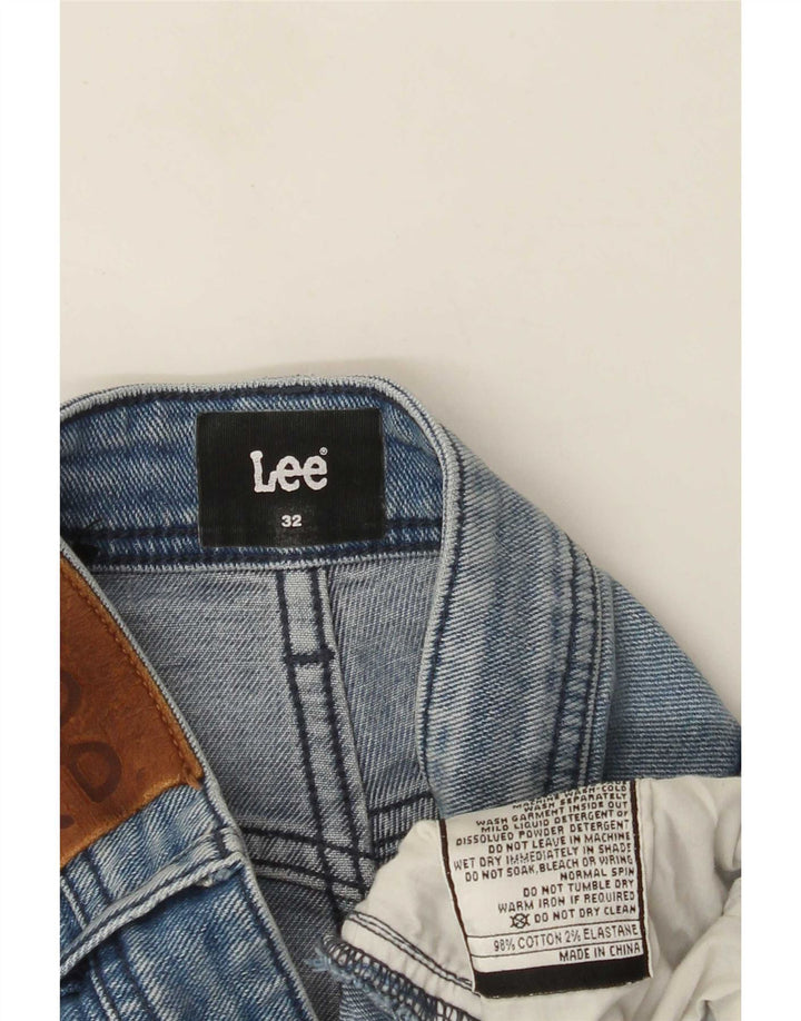 Lee Mens Slim Straight Jeans W32 L33 Azul Algodão