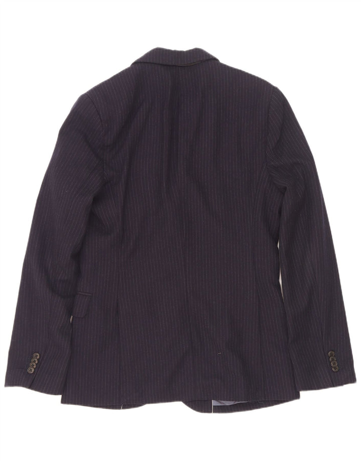Jaqueta blazer masculina Gap com 2 botões Reino Unido 36 pequena lã listrada azul marinho