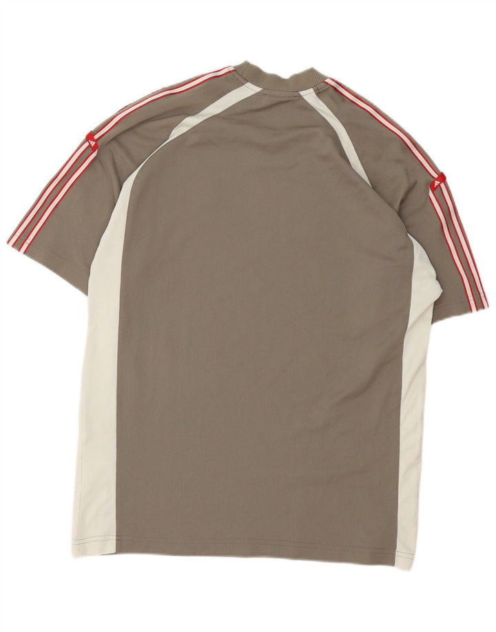 Adidas Mens Camiseta Top Pequeno Cinza Colorblock Poliéster