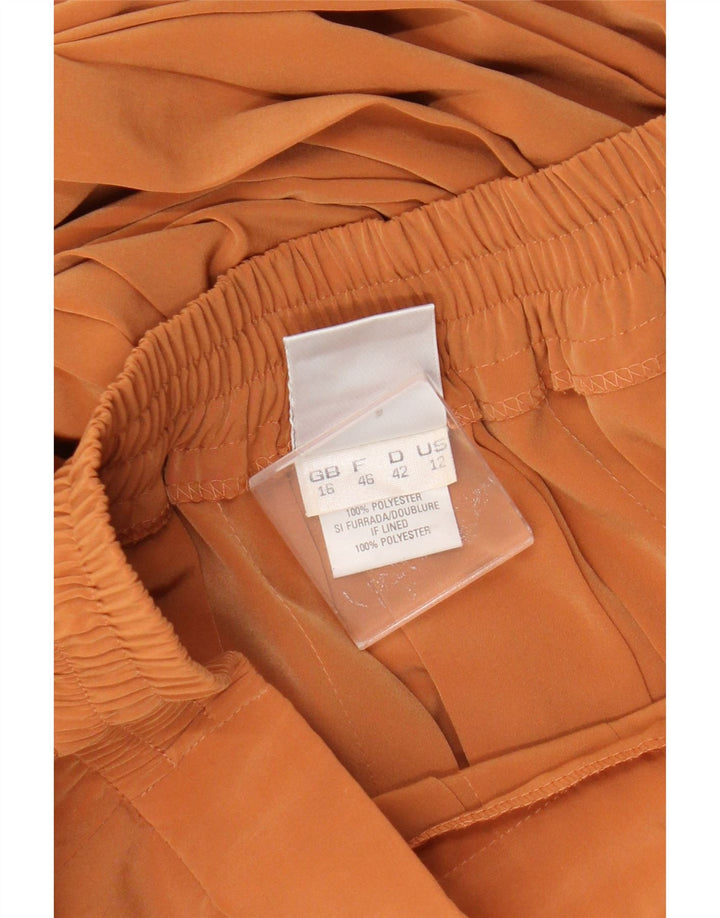 Saia plissada feminina Jacques Vert UK 16 grande W34 poliéster marrom