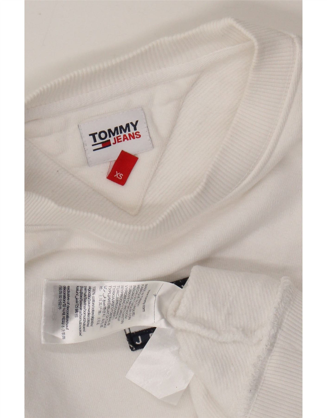 Suéter feminino TOMMY HILFIGER cropped oversized UK 6 XS branco