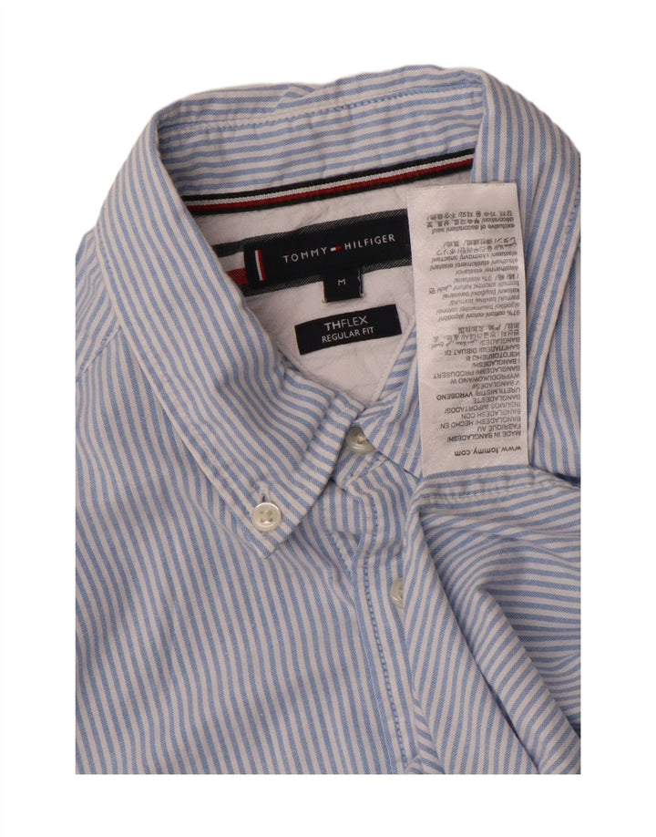 Camisa masculina TOMMY HILFIGER regular fit de algodão listrado azul médio