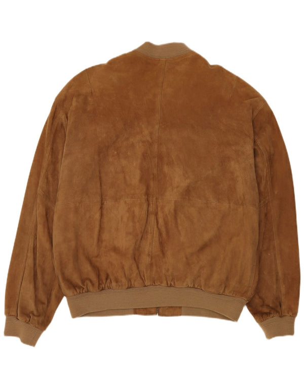 Jaqueta bomber masculina de camurça McNeal Reino Unido 44 2XL couro bege